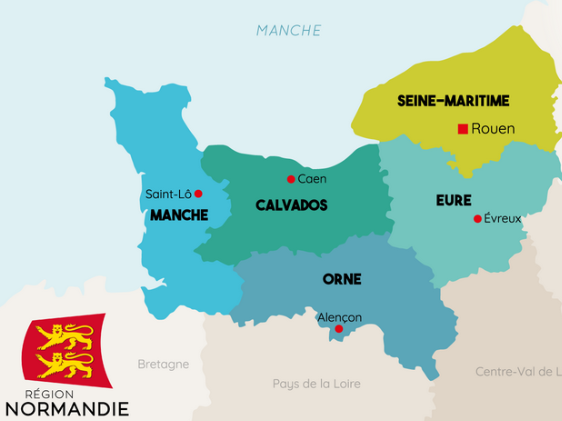 Carte administrative de la Normandie